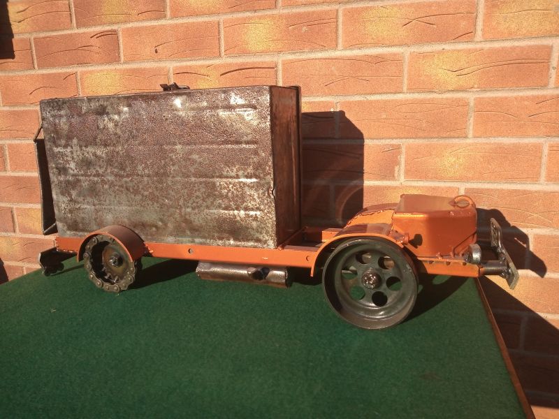 Custom truck - heading to be a Darby & Jones pieces. Old ammo box, with the truck painted in a beautiful sparkling dark orange.  : Swipe To View More Images